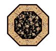 7' Octagon Black Or Beige Floral Bordered Indoor Area Rug