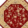 7' Octagon Red Or Beige Floral Bordered Indoor Area Rug