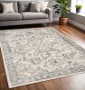 5' X 8' Ivory Machine Woven Distressed Floral Traditional Indoor Runner Rug