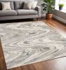 5' X 8' Natural Abstract Wave Brushstrokes Indoor Area Rug