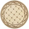 8' Ivory Machine Woven Hand Carved Fleur De Lis Round Indoor Area Rug