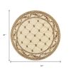 8' Ivory Machine Woven Hand Carved Fleur De Lis Round Indoor Area Rug