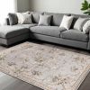 8' X 10' Light Grey Floral Indoor Area Rug