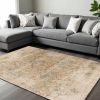 8' X 11' Champagne Beige Machine Woven Damask Indoor Area Rug