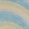 5' X 8' Ocean Blue Beige Hand Tufted Abstract Waves Indoor Area Rug
