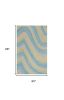 5' X 8' Ocean Blue Beige Hand Tufted Abstract Waves Indoor Area Rug