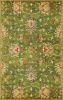 5' X 8' Green and Red Wool Floral Vines Hand Tufted Area Rug