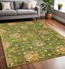 5' X 8' Green and Red Wool Floral Vines Hand Tufted Area Rug