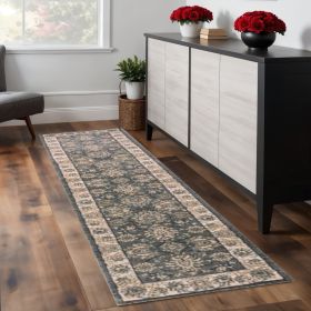 8' Grey Or Ivory Polypropylene Runner Rug