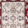8' Ivory Red Bordered Floral Indoor Runner Rug