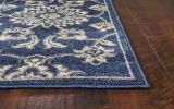 3' X 5' Blue and Ivory Area Rug
