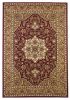 3' X 5' Red Beige Machine Woven Floral Medallion Indoor Area Rug