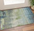 3' X 5' Blue and Green Abstract Brushstrokes Area Rug