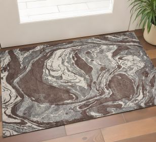 3' X 5' Brown Abstract Area Rug