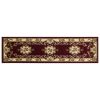 8' Red and Ivory Floral Border Runner Rug