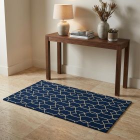 3' X 5' Trellis And Diamond Navy Uv Treated Area Rug