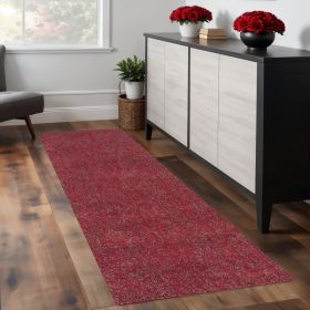 8' Red Heather Indoor Shag Runner Rug