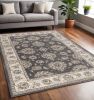 5' X 8' Grey Or Ivory Floral Vines Bordered Area Rug