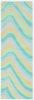 8' Ocean Blue Beige Hand Tufted Abstract Waves Indoor Runner Rug