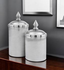 11" Silver Tweed Aluminum Decorative Canister