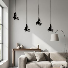 Set of Four 6" Black Resin Unique Climbing Men Wall Decor