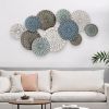 Boho Blue Green Ivory Metal Plates Wall Decor