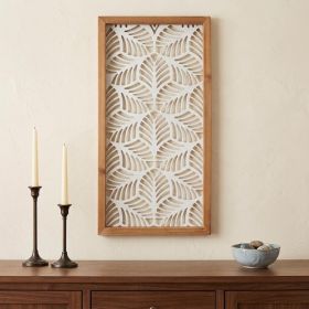 Carved Leaf Wood Framed Wall Panel