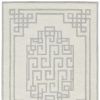 9' X 12' Ivory Grey Hand Tufted Bordered Greek Key Indoor Area Rug