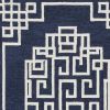 3' X 5' Navy Blue Ivory Hand Tufted Greek Key Medallion Indoor Area Rug