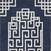 8' X 10' Navy Blue Ivory Hand Tufted Greek Key Medallion Indoor Area Rug