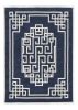 8' X 10' Navy Blue Ivory Hand Tufted Greek Key Medallion Indoor Area Rug