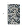 3' X 4' Grey Blue Hand Tufted Tropical Leaves Indoor Area Rug