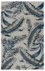 3' X 4' Grey Blue Hand Tufted Tropical Leaves Indoor Area Rug