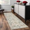 8' Ivory Hand Tufted Space Dyed Floral Traditional Indoor Runner Rug