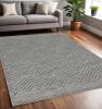 5' X 7' Denim Blue Hand Tufted Space Dyed Geometric Indoor Area Rug