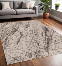 5' X 8' Ivory Geometric Pattern Indoor Area Rug