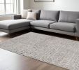7' X 10' Grey Machine Woven Abstract Lines Indoor Area Rug