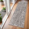 7' Grey Machine Woven Abstract  Indoor Runner Rug