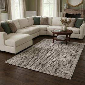8' X 11' Grey Machine Woven Abstract Indoor Area Rug