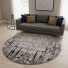 8' Gray and Ivory Round Area Rug