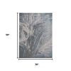 3' X 5' Silver Or Blue Abstract Brushstrokes Area Rug