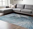 94 X 130 Silver Or  Blue Polypropylene Or Polyester Rug