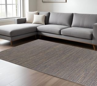 7' X 10' Blue Hand Woven Wool And Jute Indoor Area Rug