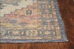 3' X 5' Teal Blue Medallion Hand Woven Distressed Area Rug
