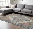 8' X 10' Blue Orange Hand Woven Diamond Medallion Indoor Area Rug