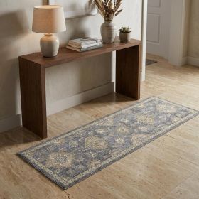3' X 5' Sage Green Floral Vine Bordered Wool Indoor Area Rug