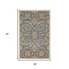 3' X 5' Taupe Floral Vine Bordered Wool Indoor Area Rug