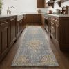 8' Slate Grey Machine Woven Vintage Traditional Indoor Runner Rug