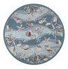 8' Blue and Beige Round Hand Tufted Area Rug