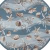 8' Blue and Beige Round Hand Tufted Area Rug